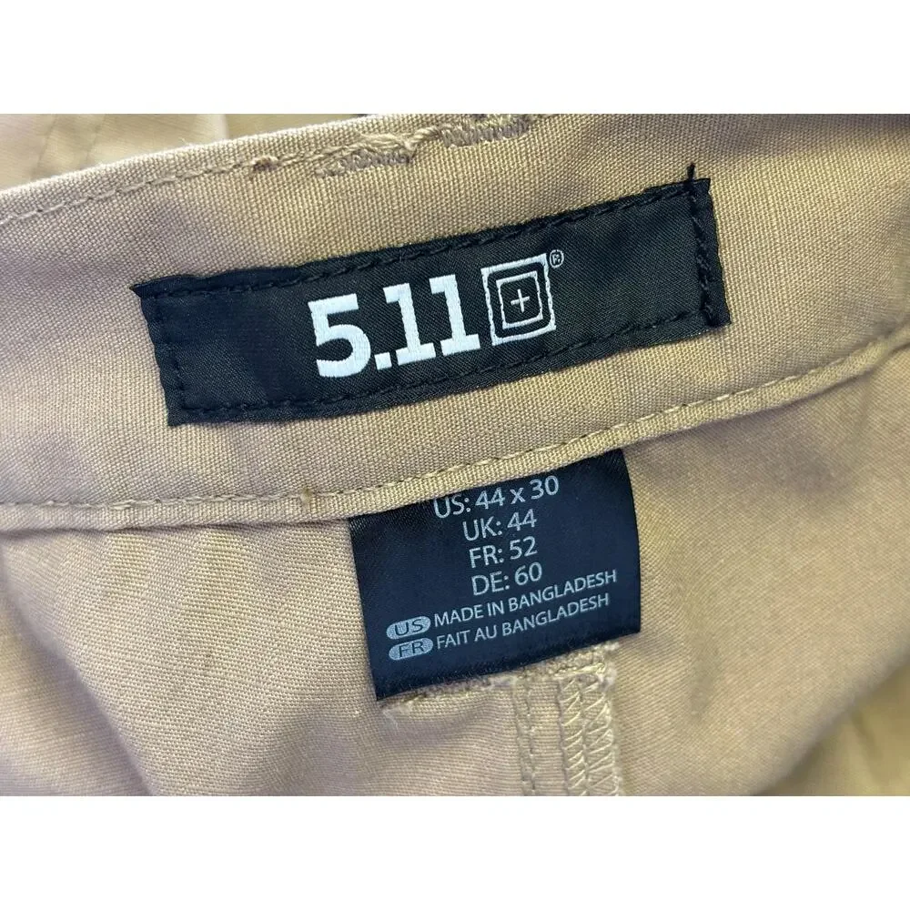5.11 Tactical Pants Mens 44x30 Beige Cargo Canvas Elastic Waist Workwear